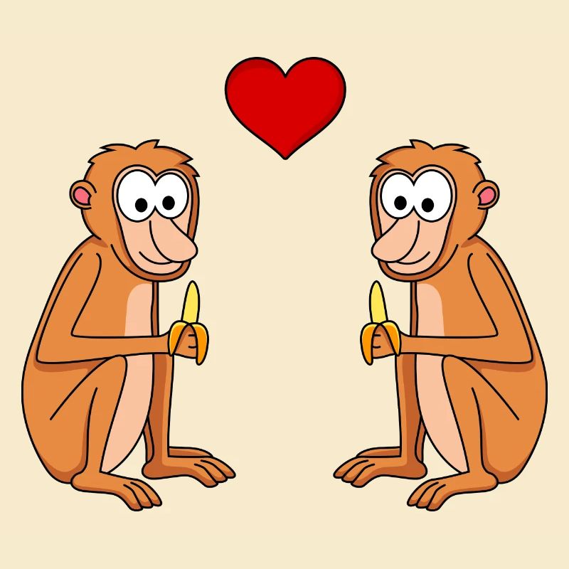 Affe comic Paar liebe