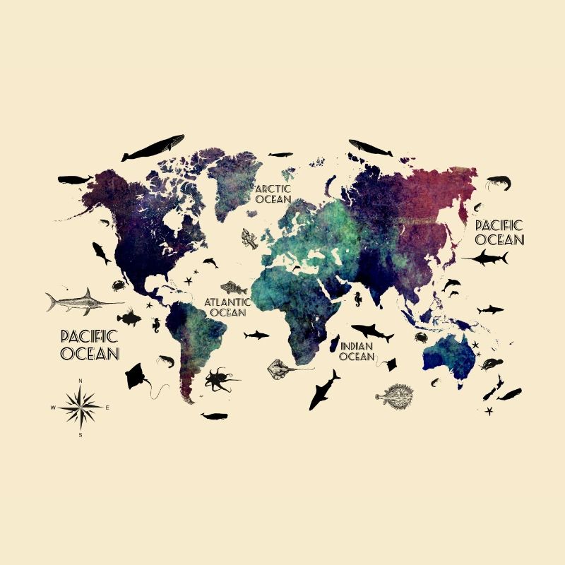 world map with oceans