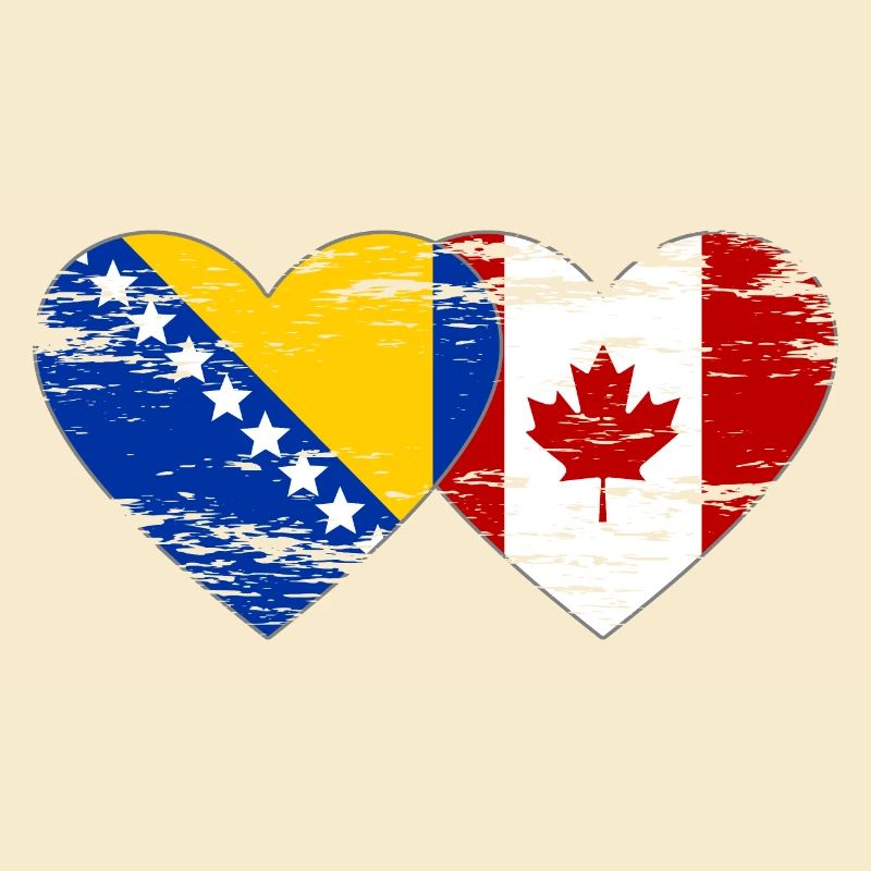 Coeur de drapeau de la Bosnie et du Canada utilisé