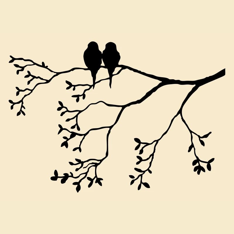 Vogelpaar on thin branch