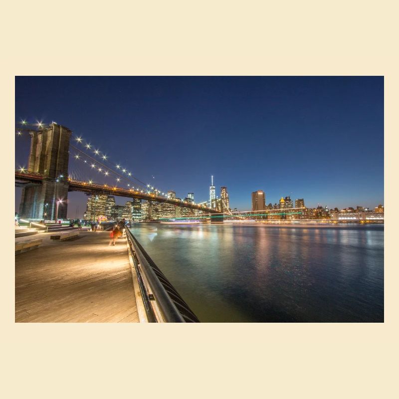 Panoramic View Brooklyn Bridge and Skyline