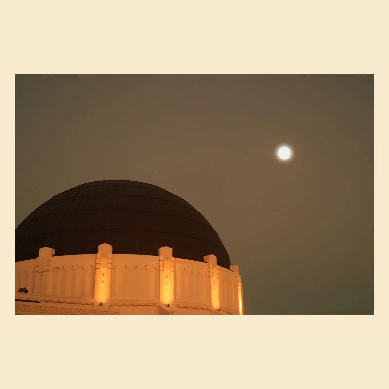 Griffith Observatory with a full moon