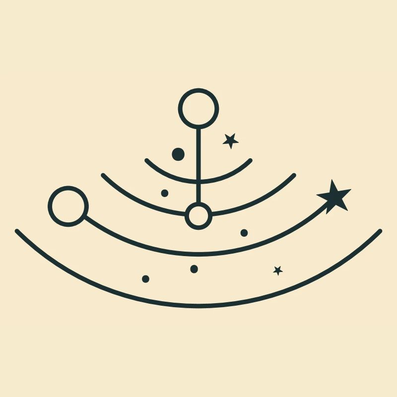 BOHO stars and moons in half circle orbits