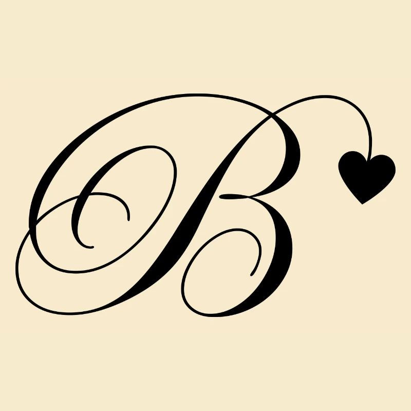 Buchstabe b Herz Kalligraphie