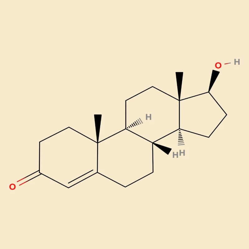 Testosteron-Molekül - Farbige Strukturformel