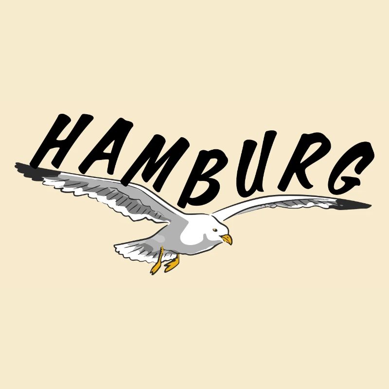 Hamburg über Möwe - schwarz