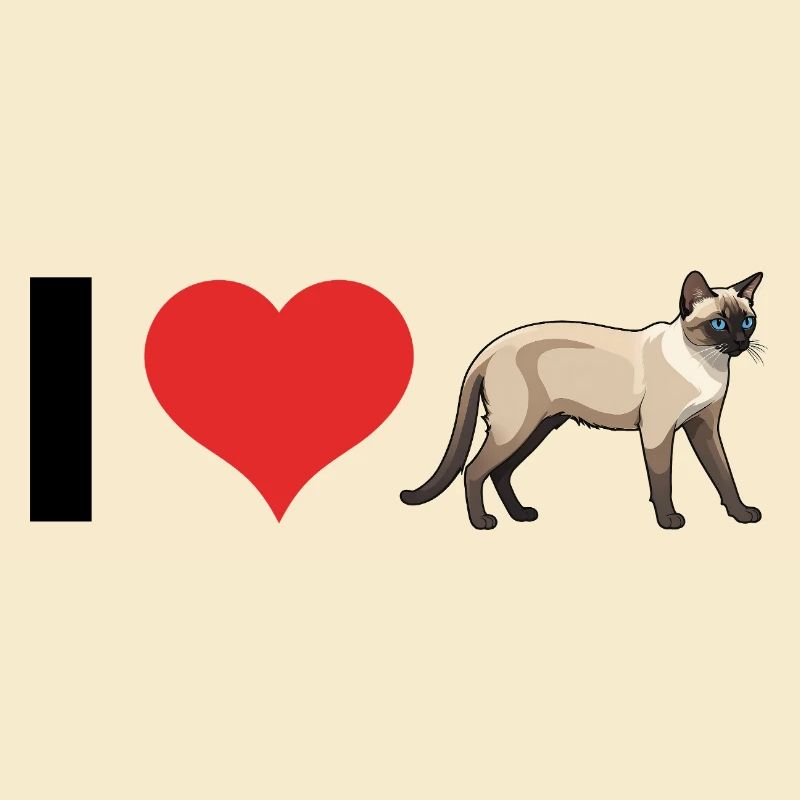 J’adore Siam Cats - Conception de chat mignon