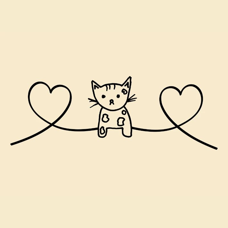 Chat amour chat avec coeurs