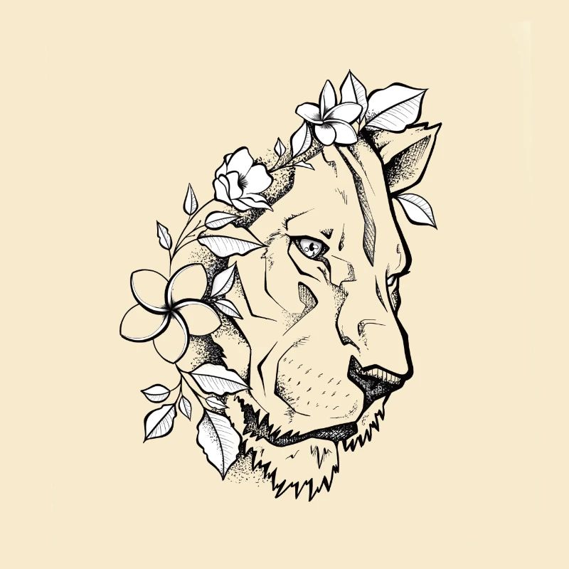 Lion with flowers