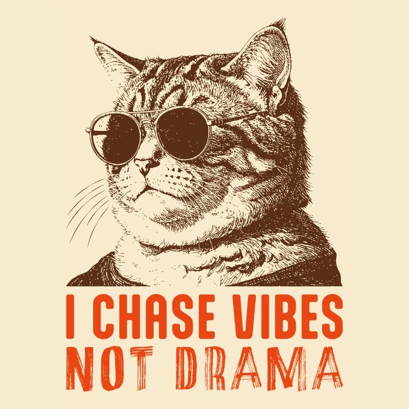 Cool Cat Vibes - Conception drôle de chat « sans drame »