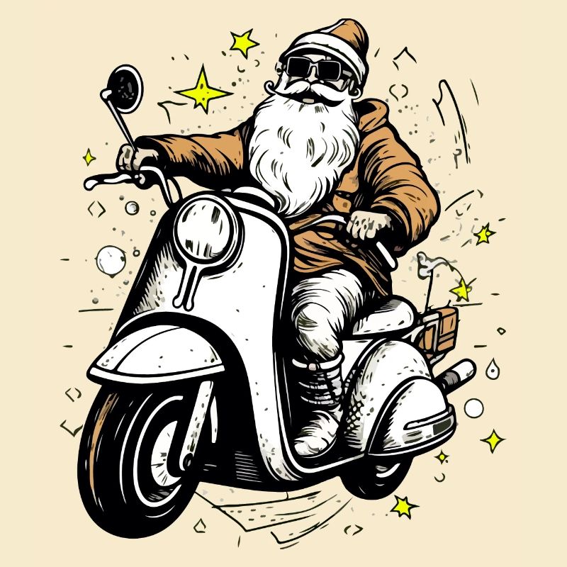Weihnachtsmann auf seinem Roller
