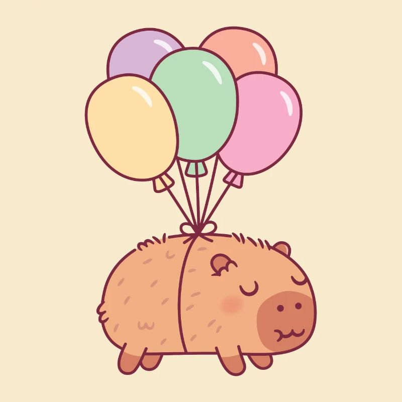Süßes Capybara mit Luftballons