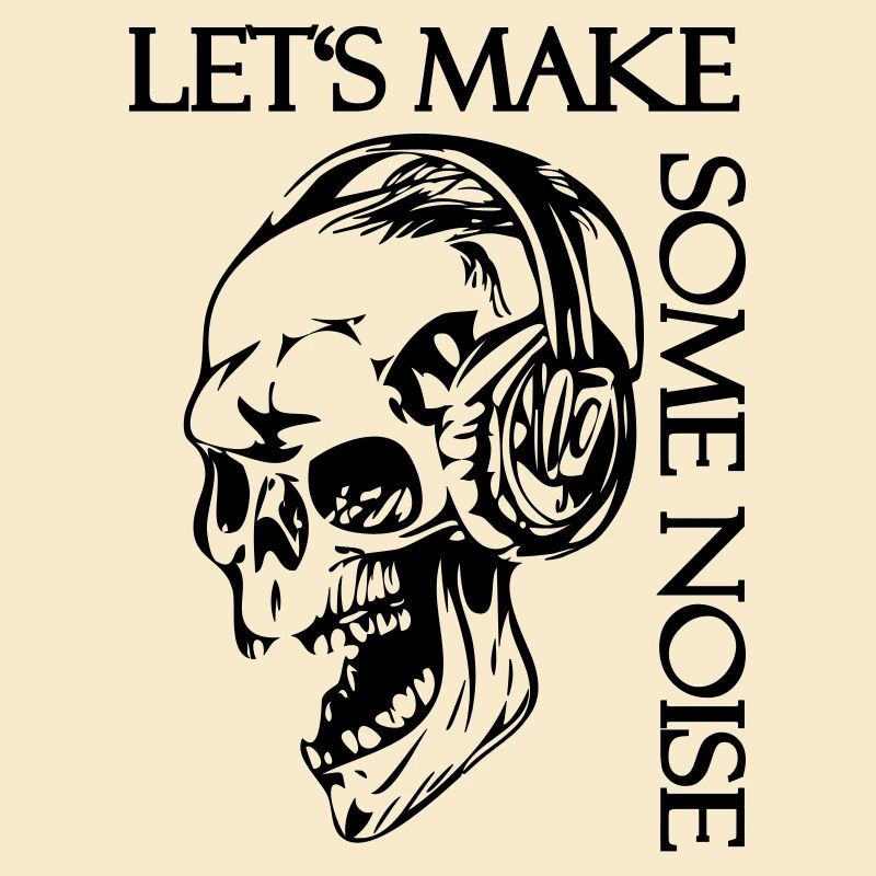 Totenkopf mit Kopfhörer