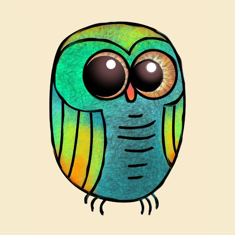 Grüne Eule Strukturierte haarige Eule / Süße Eule