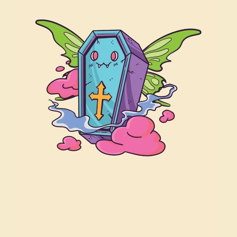Fairycore Aesthetic Fee Coffin Bat Pastel Goth