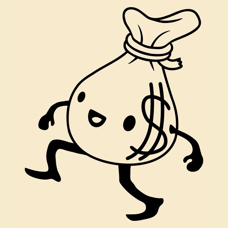 Gehender lebendiger Geldsack Comic