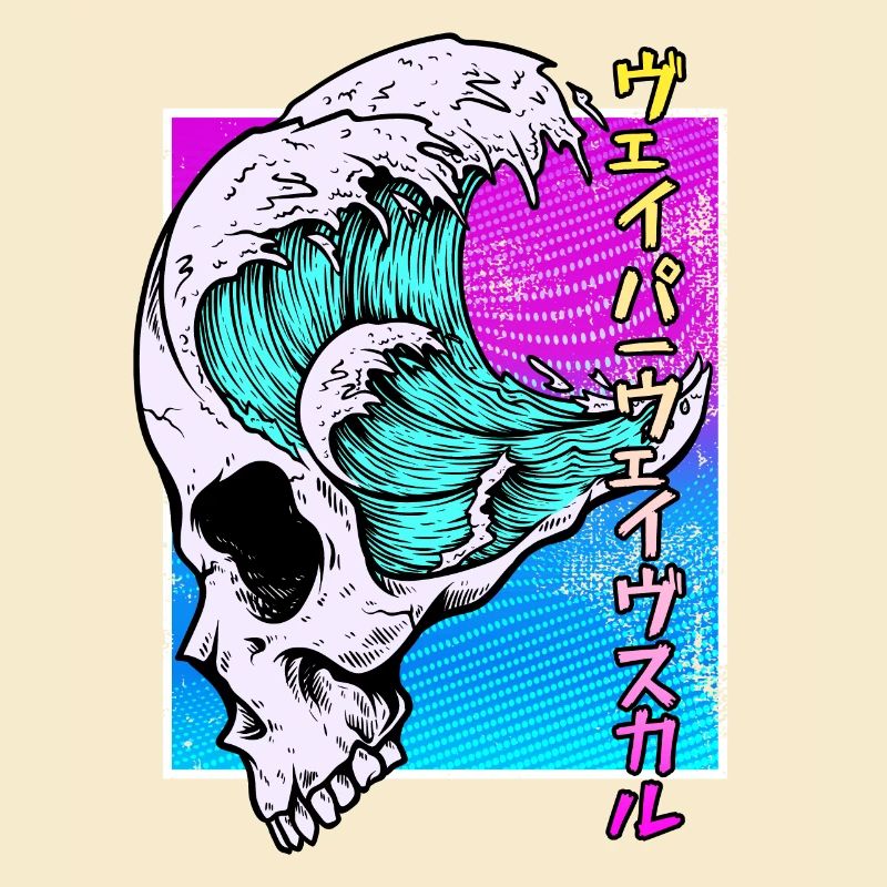 Skull Vaporwave Synthwave
