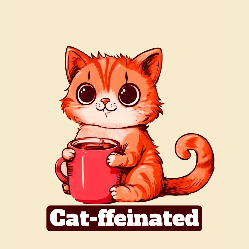 Funny Cat Drinking Coffee