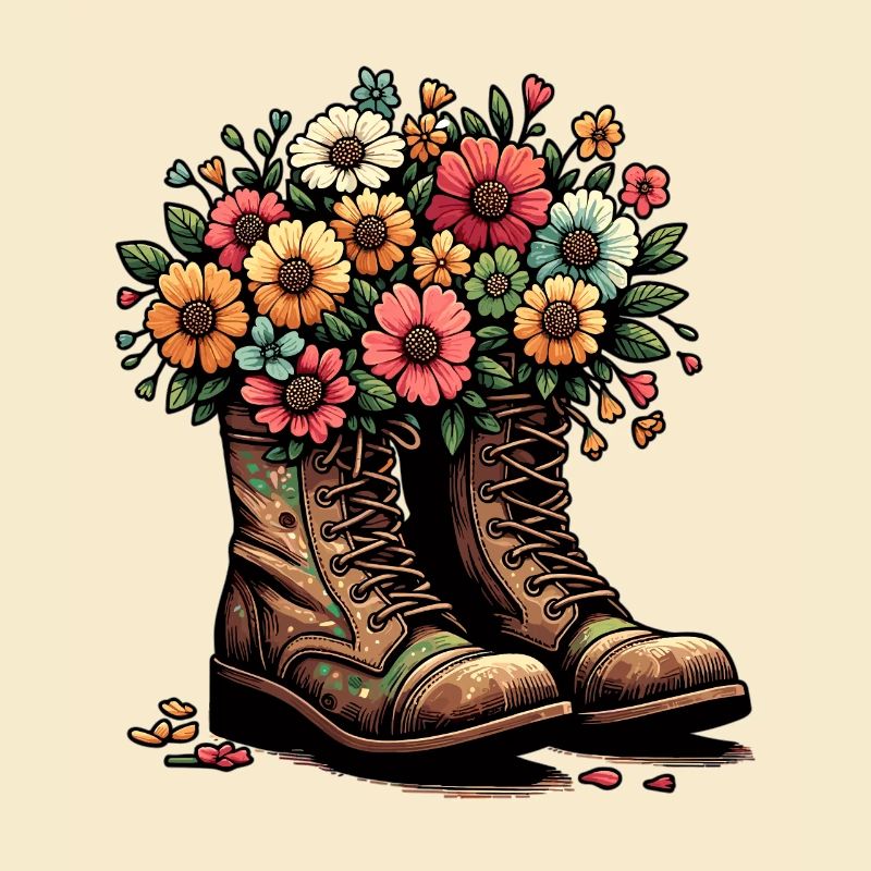 Stiefel mit Blumen - Blühende Schritte