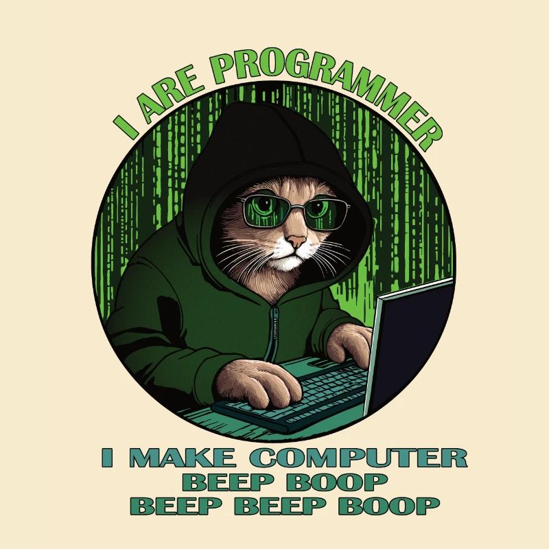Ich bin Programmierer, grün, Programmierkatze