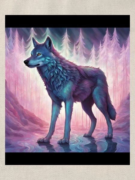 Wolf im Polarlicht