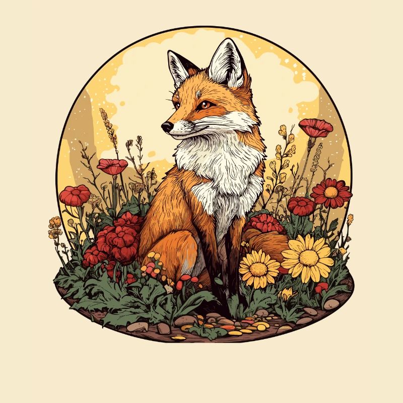 Cottagecore Fox with Flowers