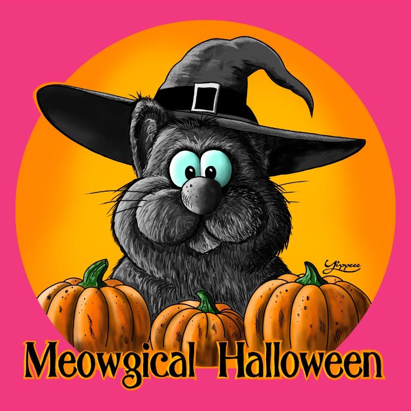 Halloween Katze mit Hexenhut