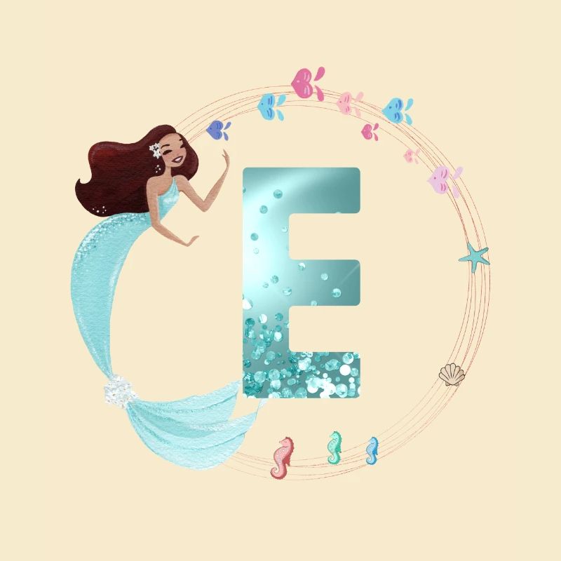 Customizable Monogram E Mermaid
