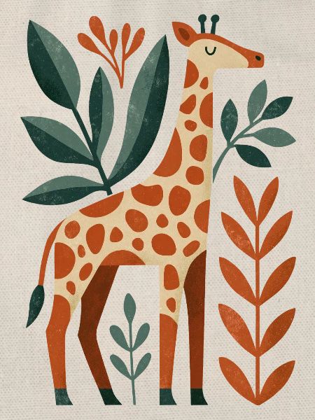 Giraffe with leaves