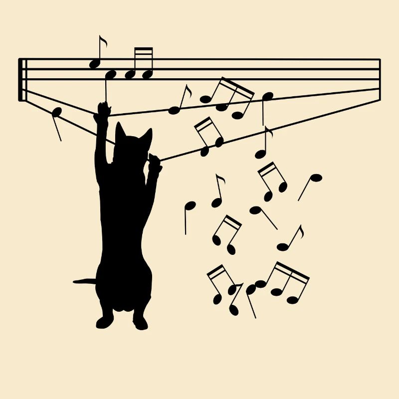 Cat plays with notes