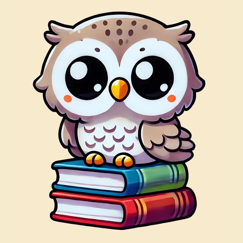 Eule auf Büchern