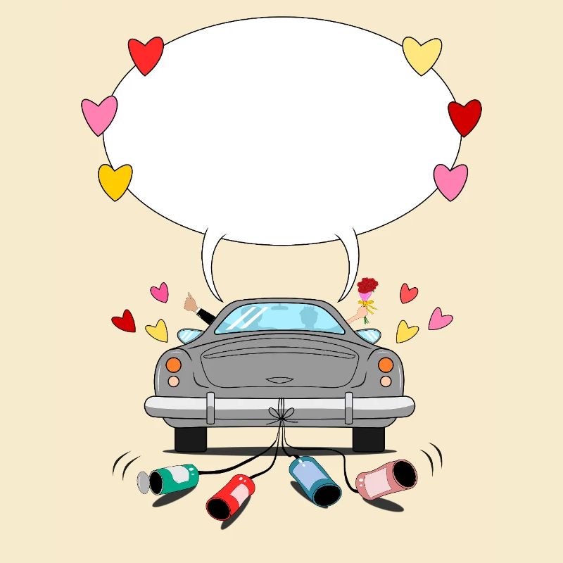 Wedding Car with Speech Bubble in Gray