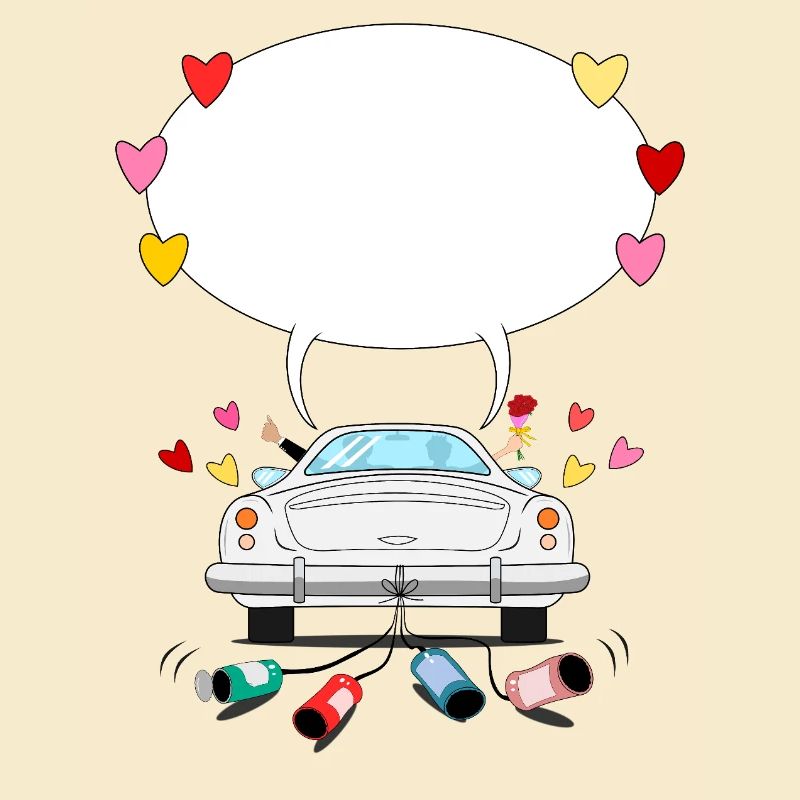 Wedding car with speech bubble in silver