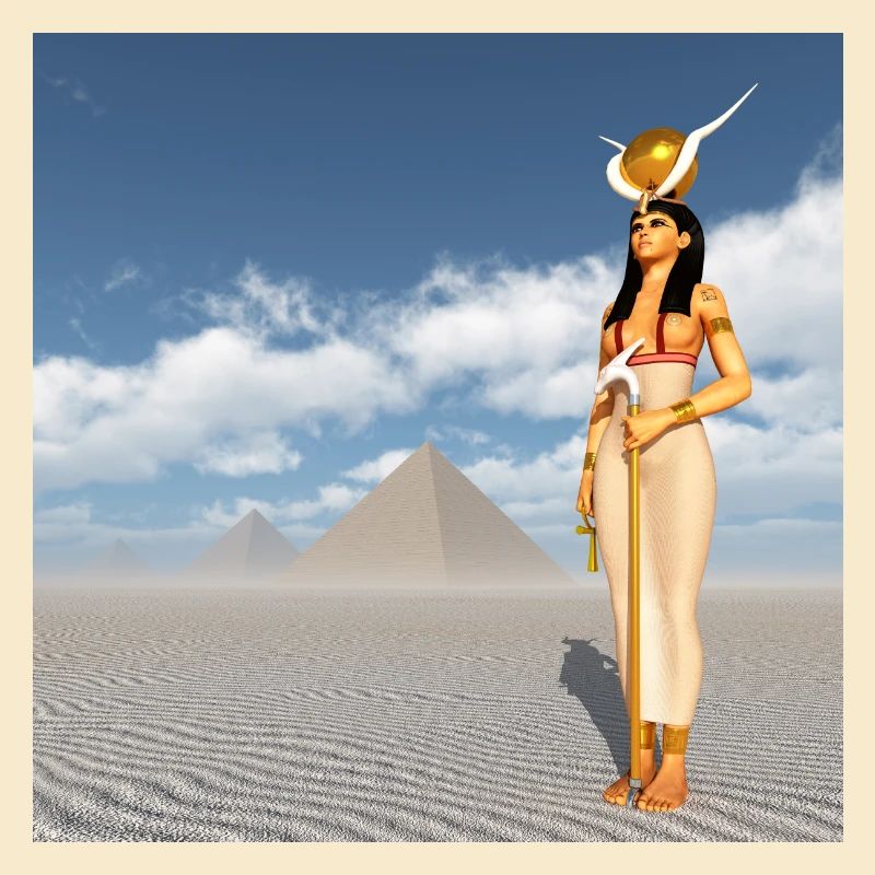 Déesse Hathor et pyramides