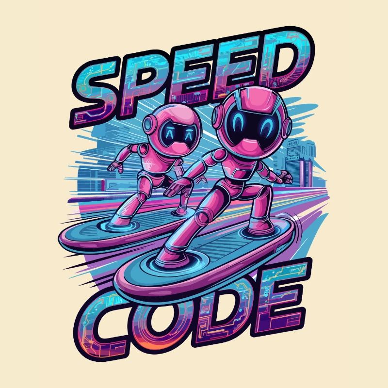 Speed Code Cyberpunk Roboter Surfen Tech Kunst