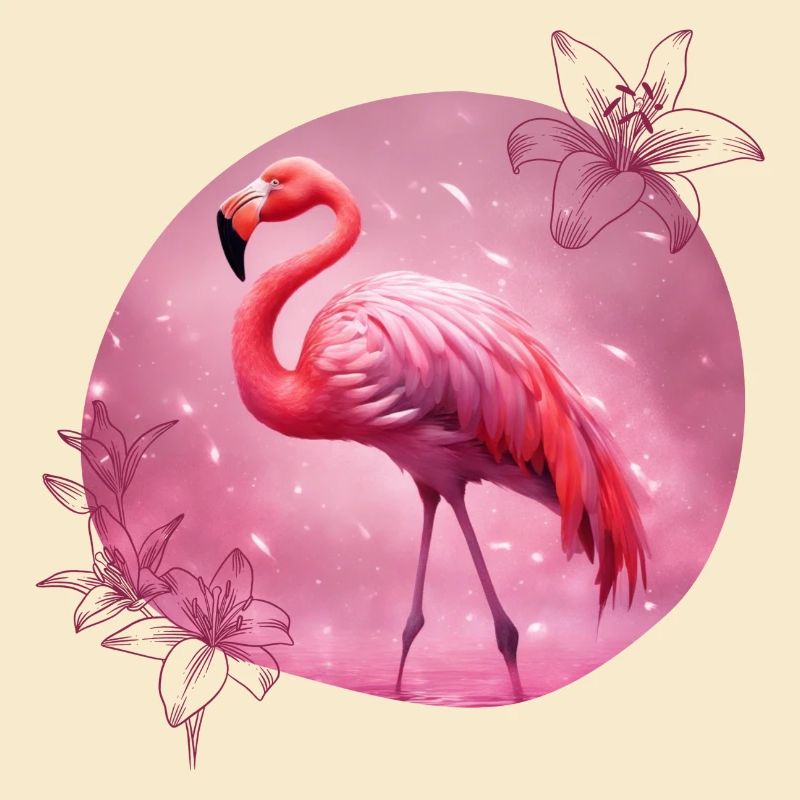 Flamingo mit Blumen