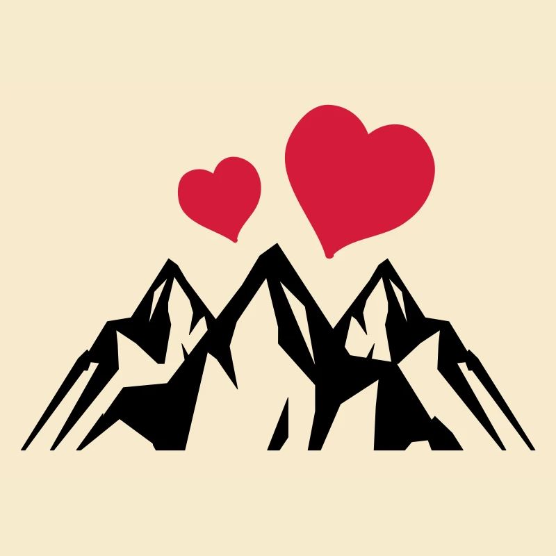 Mountains heart symbol mountains