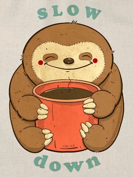 Faultier mit Kaffee langsamer