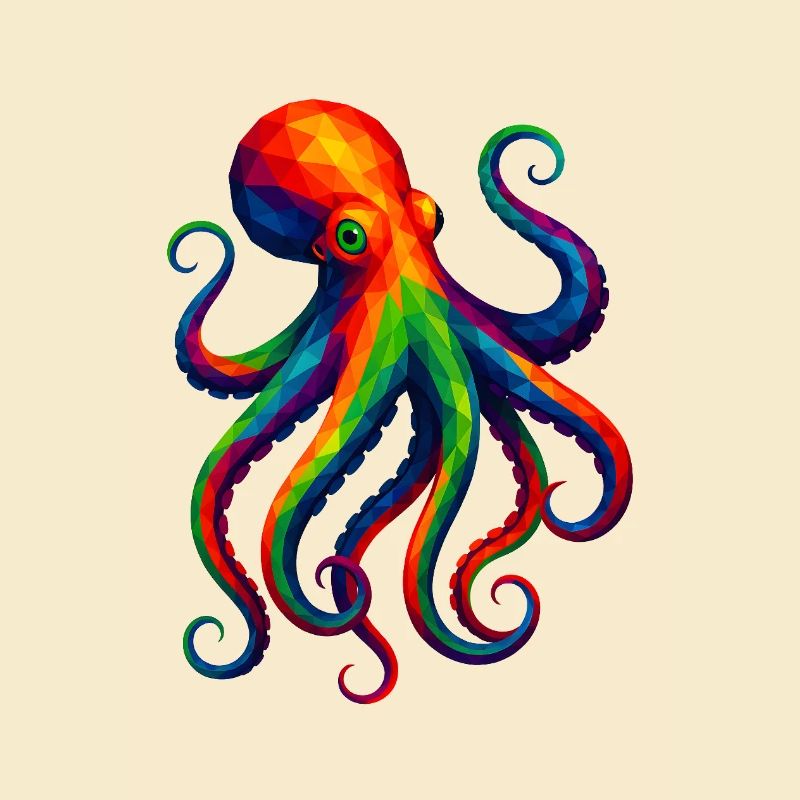 Animaux polygonaux de style WPAP - Octopus Octopus
