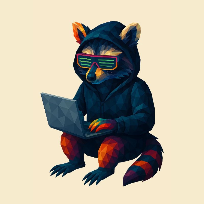 WPAP Stil Tiere - Techno Waschbär mit Hoody