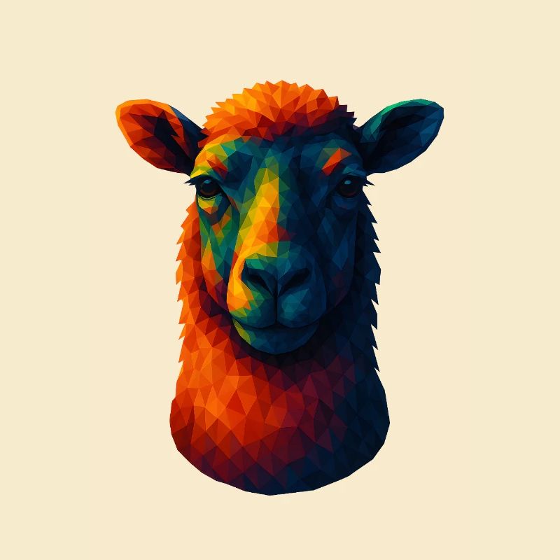 WPAP Style Animals - Sheep Portrait