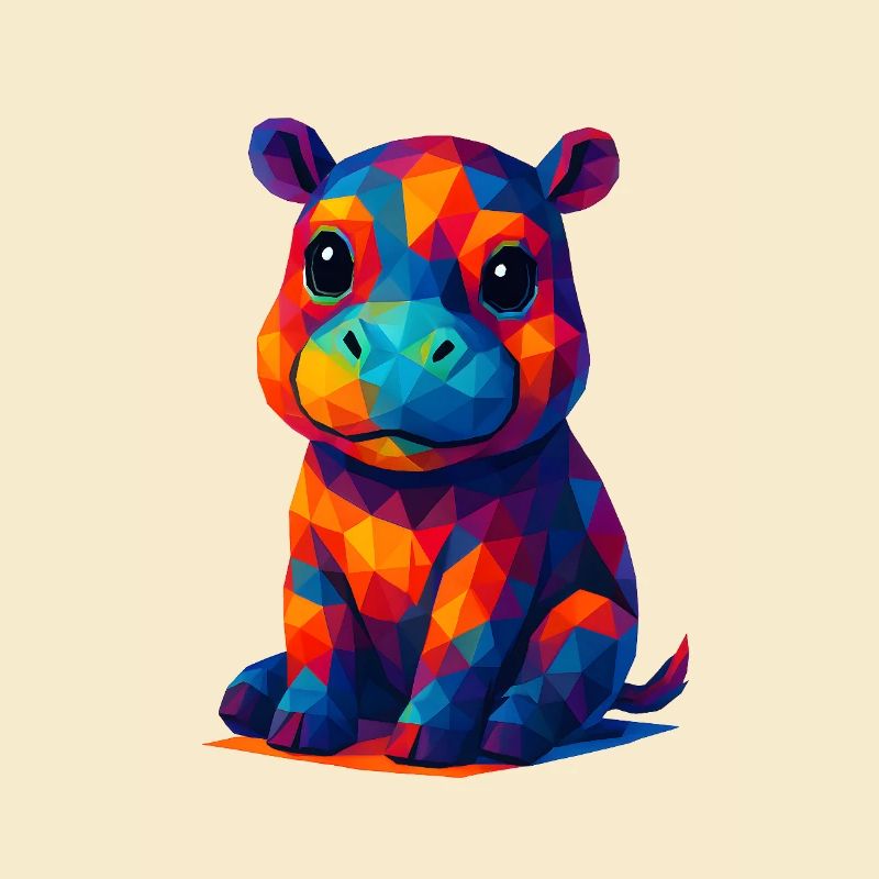 WPAP Polygon Kawaii Stil Baby Nilpferd Hippo