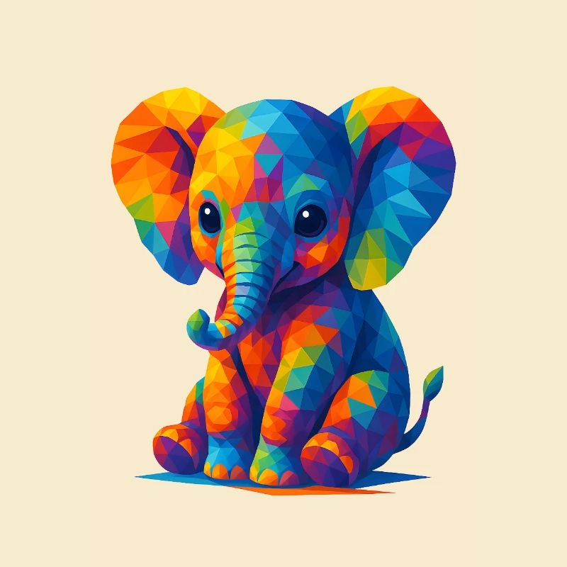 WPAP Polygon Kawaii Style Bébé Éléphant