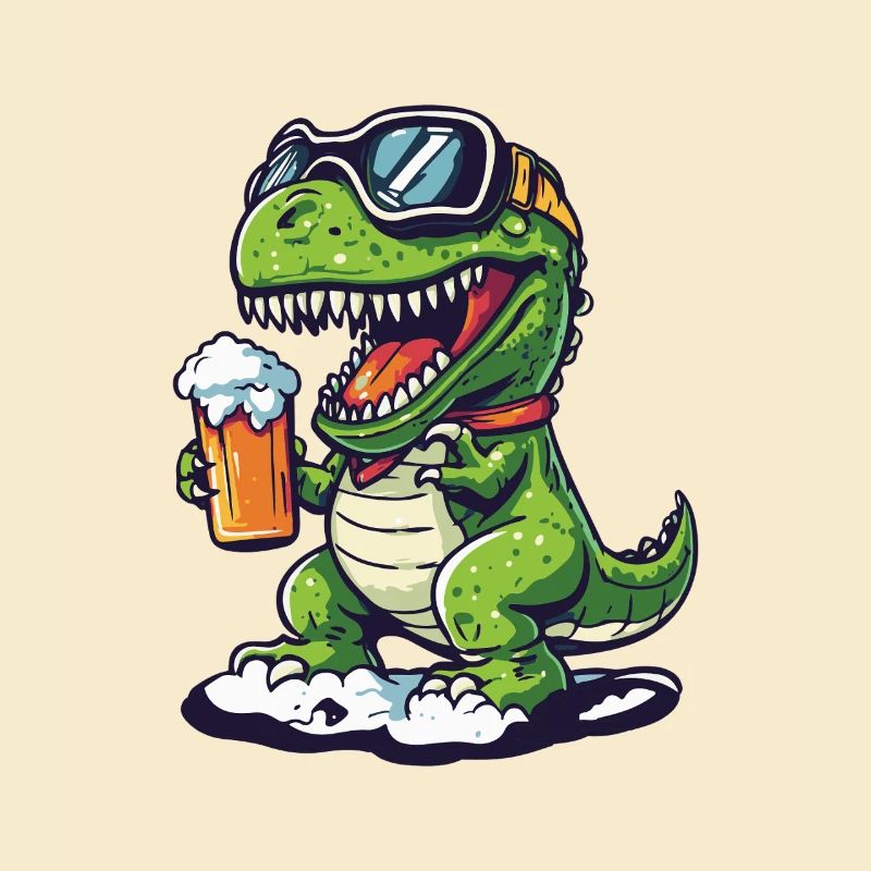 Dinosaur T-Rex Après Ski Beer Comic