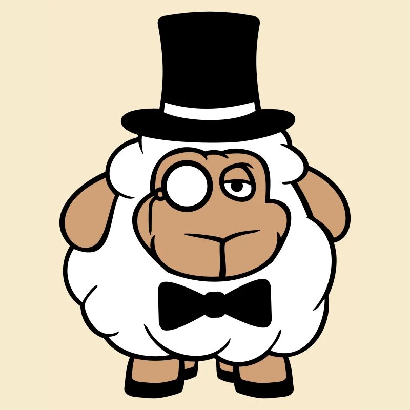 Sheep Mr. Gentleman Top Hat Monocle Glasses