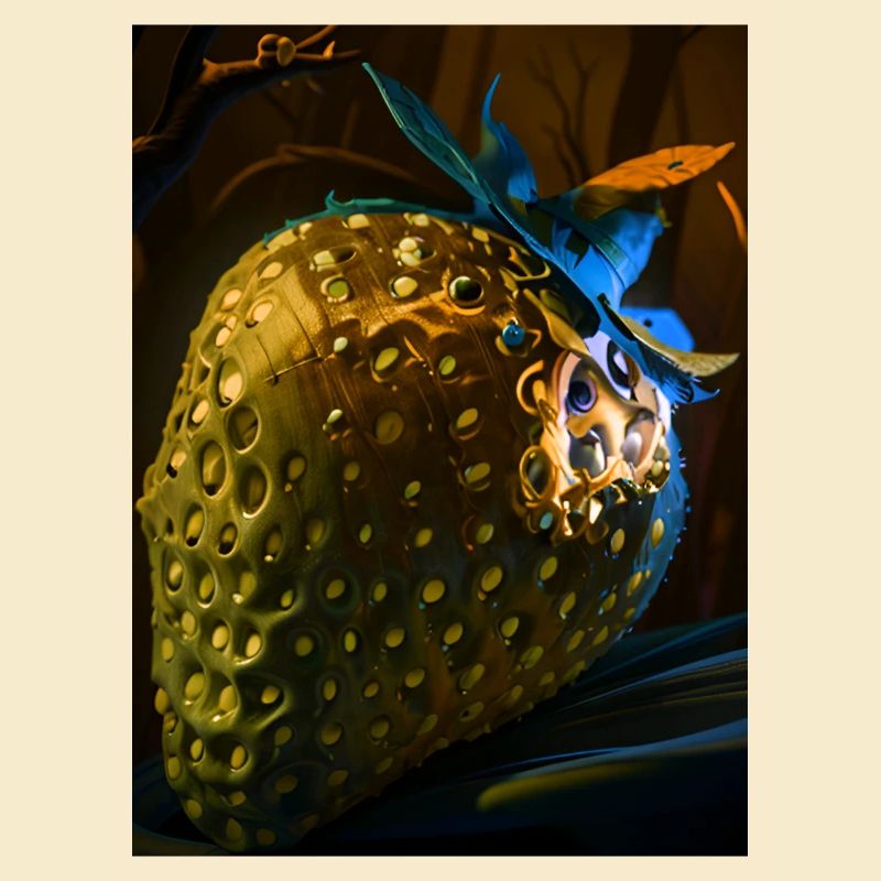 Erdbeere, technisch, Hightech, illustration,gold