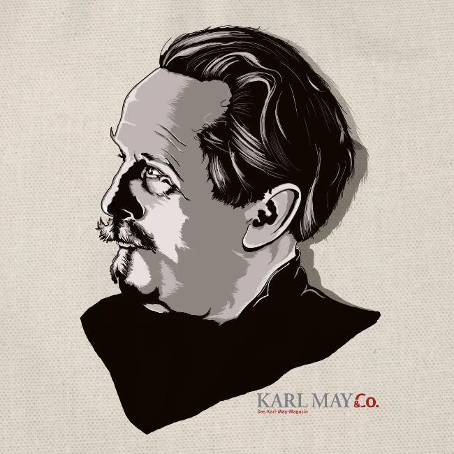 Karl May Kopf mit Logo