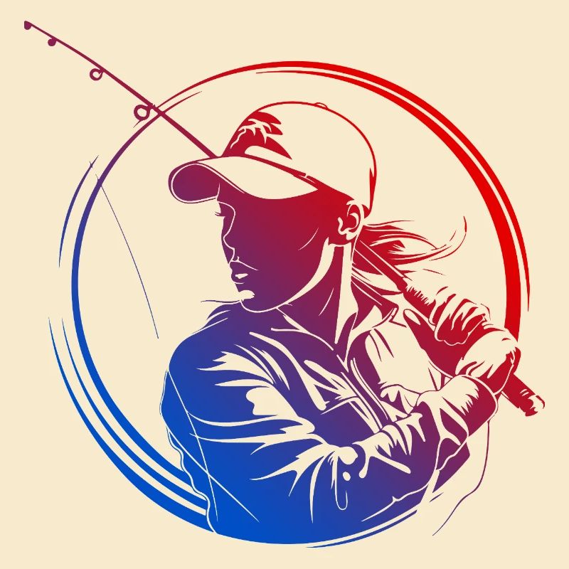 Silhouette de pêche colorée
