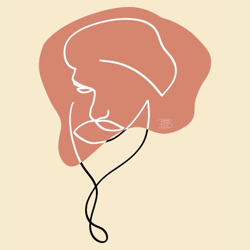 "Mann mit Bart", Boho Line Art Design, "Faces"