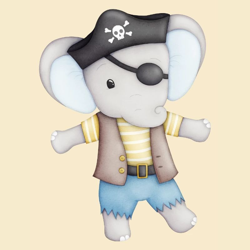 cute elephant as a pirate